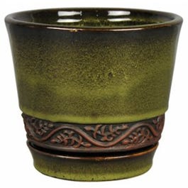 Ceramic Planter With Saucer, Reserva/Jade, 6-In.