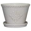 Ceramic Planter With Saucer, Lorna/White Crackle, 6-In.