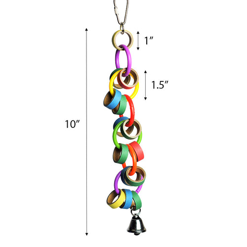 A & E Cage Happy Beaks Bagels and Bell Bird Toy (10 x 1.5 x 1)