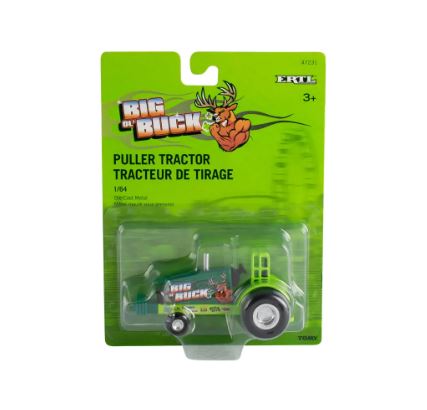 Tomy ERTL 1:64 Big Buck Green and Yellow Die-Cast Pulling Tractor