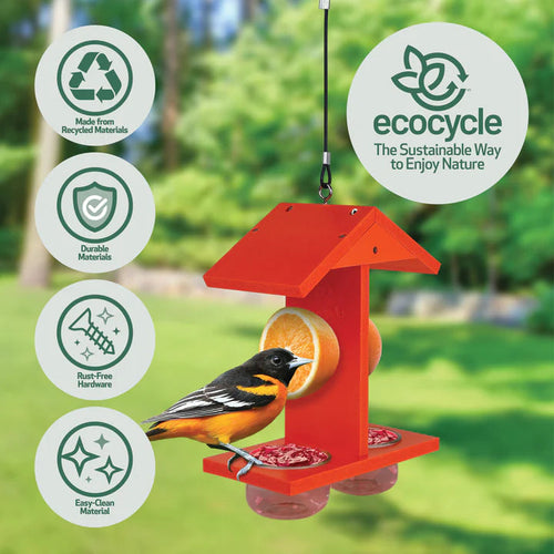 Nature's Way Bird Products EcoCycle™ Citrus Sampler Recycled Plastic Orange and Jelly Oriole Bird Feeder