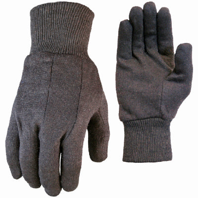 True Grip Jersey Gloves, Brown Cotton, Men’s