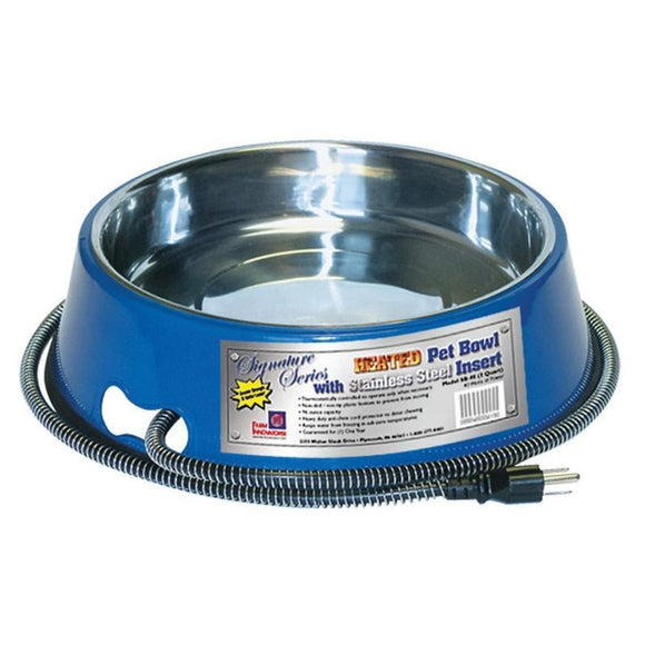 Farm Innovators Heated Pet Bowl with Stainless Steel Insert (3 QUART, BLUE)