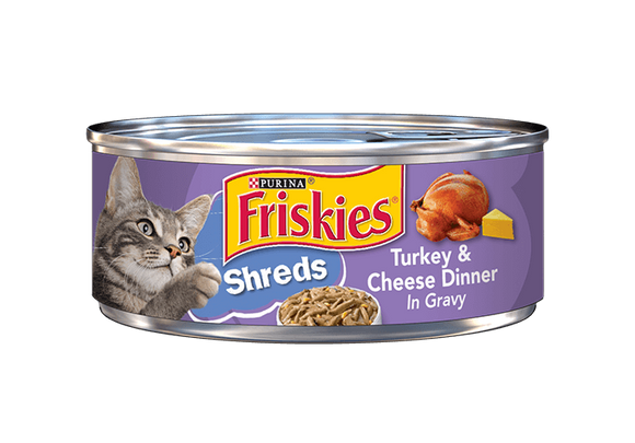 Friskies Savory Shreds Turkey And Cheese Dinner In Gravy Canned Cat Food