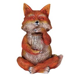 LED Solar Statue, Fox With Lighted Fireflies