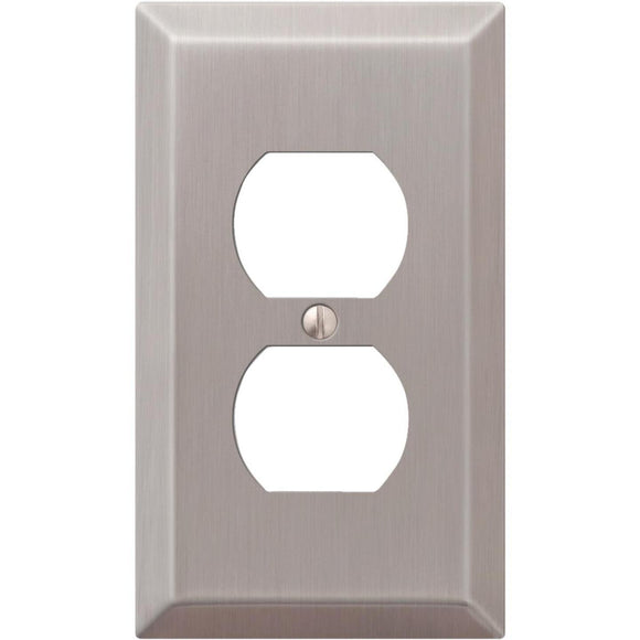 Amerelle 1-Gang Stamped Steel Outlet Wall Plate, Brushed Nickel